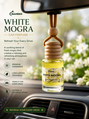 Mahekh White Mogra Car Perfume – Premium Hanging Car Freshener | Long-Lasting Floral Fragrance