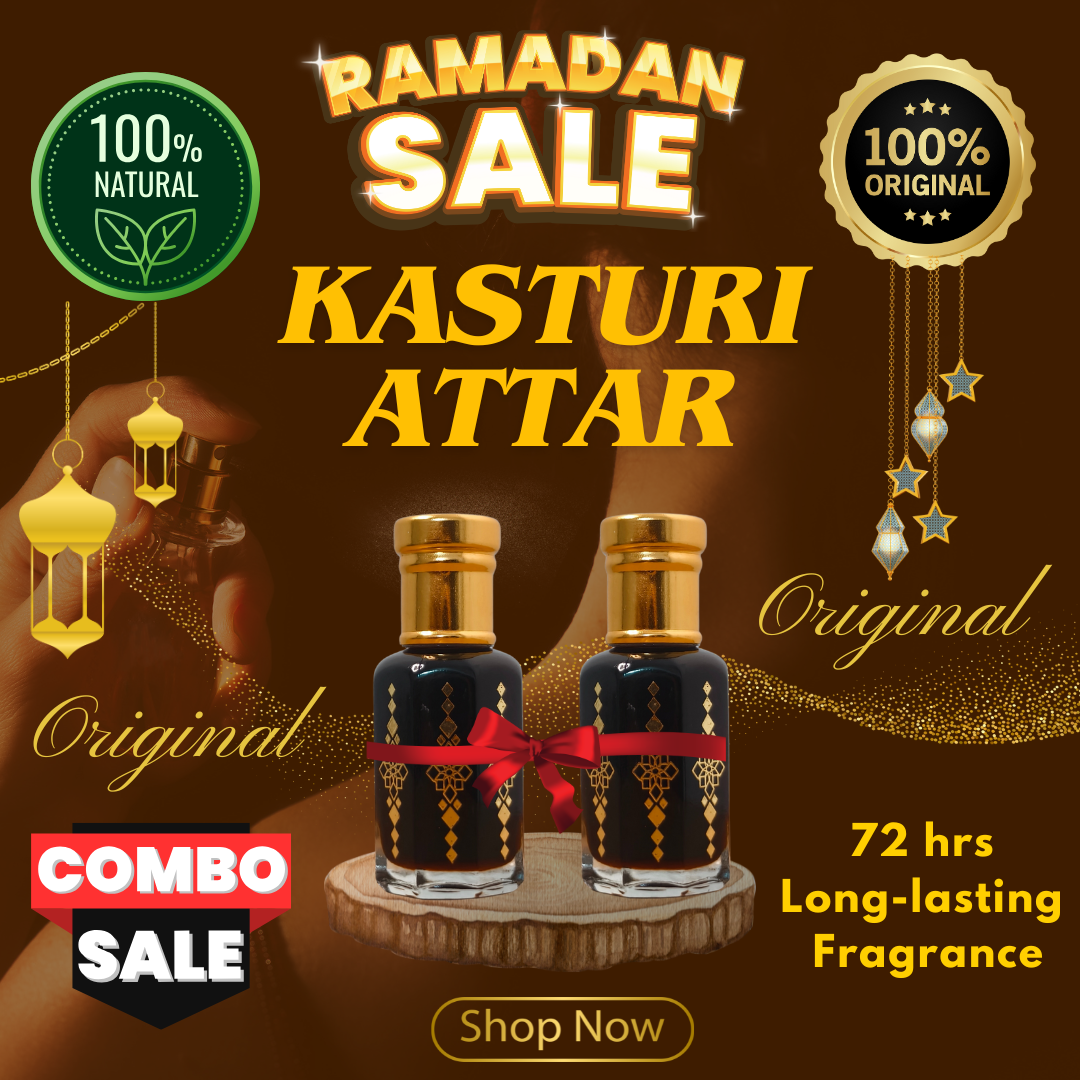 ✨ Combo Pack of 2 – Pure Kasturi Attar | 72-Hour Long Lasting | Alcohol-Free 🔥