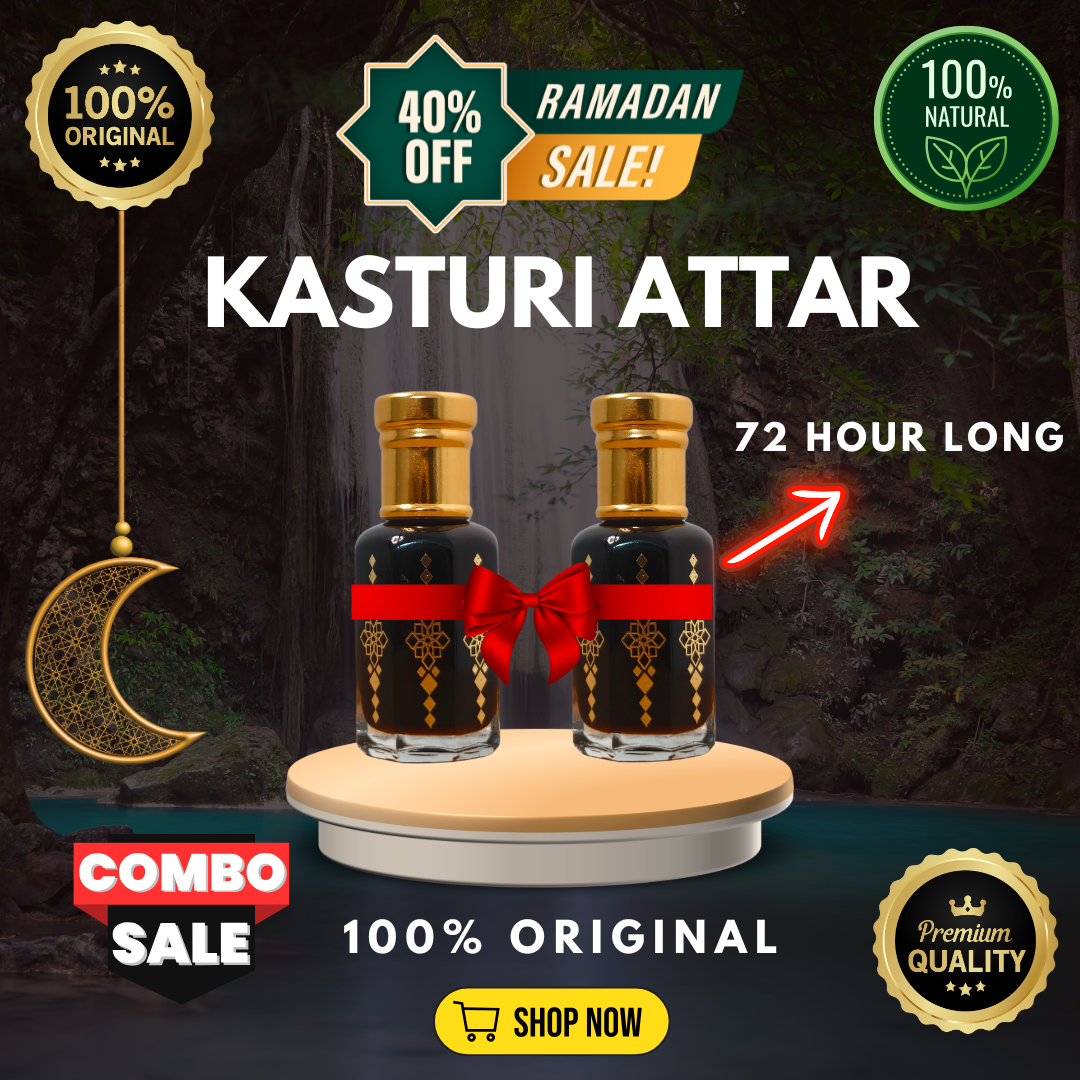 ✨ Combo Pack of 2 – Pure Kasturi Attar | 72-Hour Long Lasting | Alcohol-Free 🔥