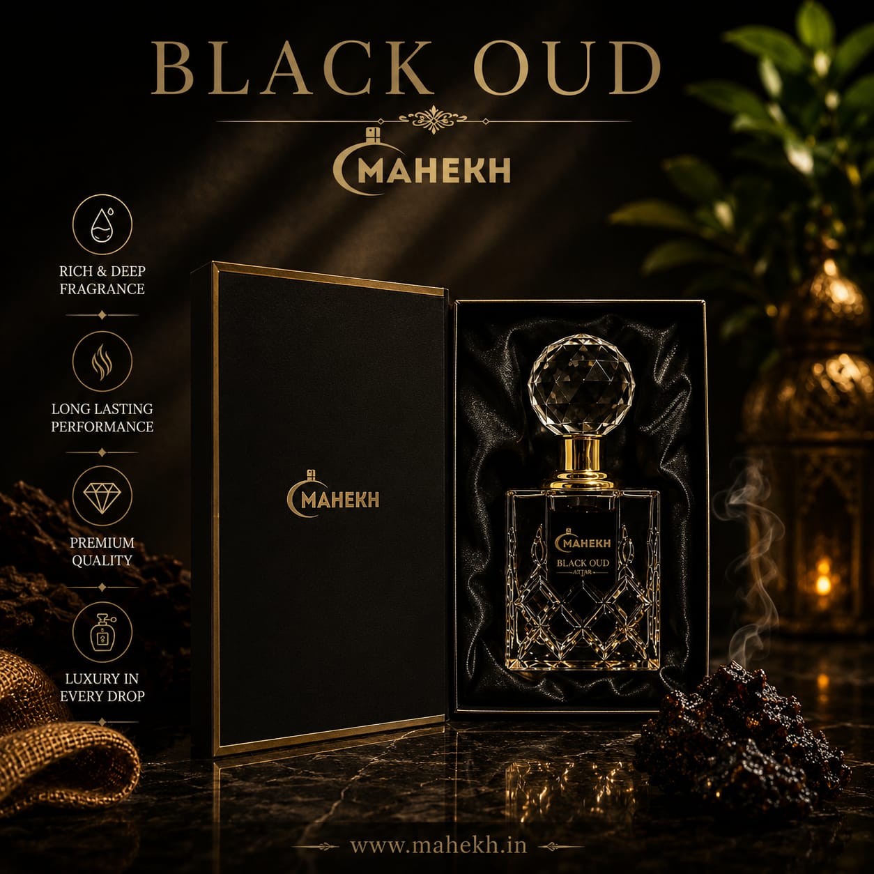 Mahekh Black Oud Attar – Premium Long Lasting Perfume Oil (12 ML)
