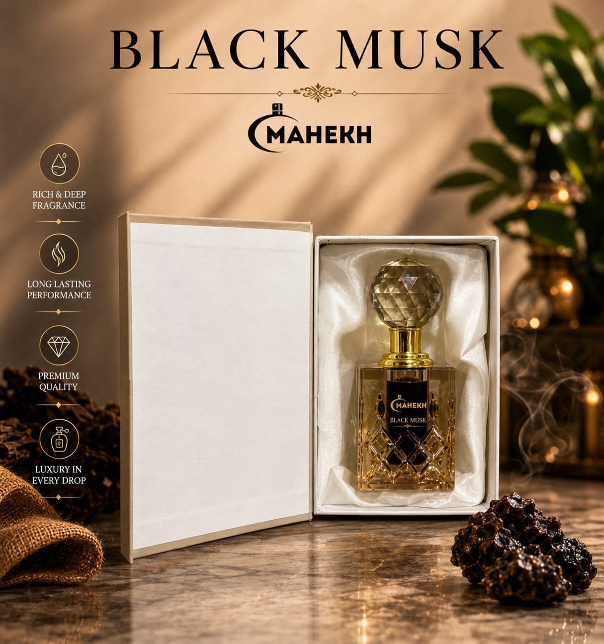 Mahekh Black Musk Attar – Premium Long Lasting Perfume Oil (12 ML)
