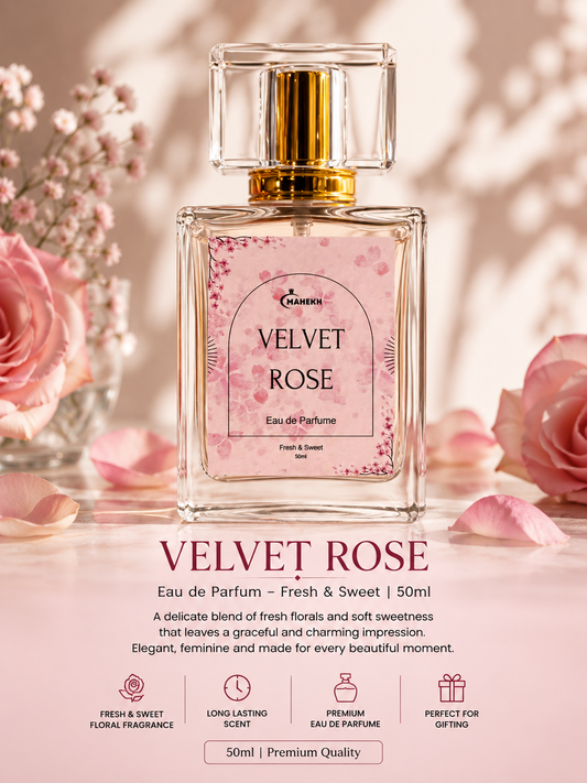 Mahekh Velvet Rose Eau de Parfum – Fresh & Sweet Floral Fragrance | 50ml