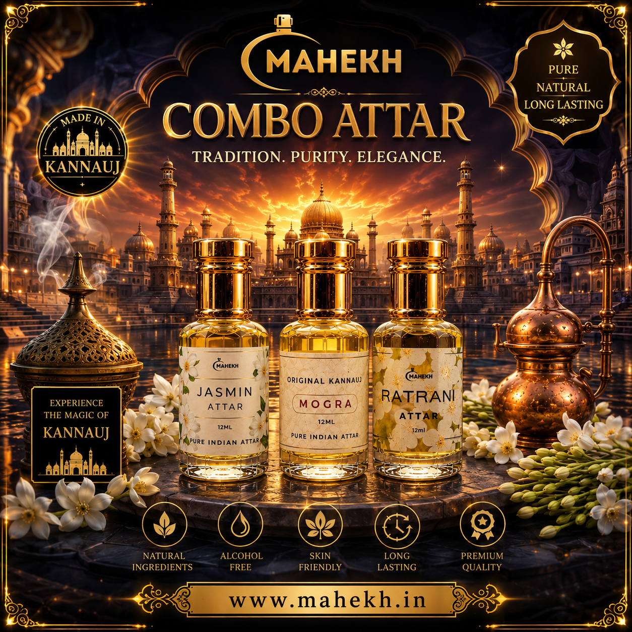Mahekh Signature Jasmin, Mogra & Ratrani Attar Trio