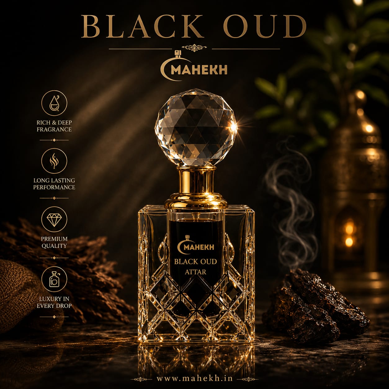 Mahekh Black Oud Attar – Premium Long Lasting Perfume Oil (12 ML)