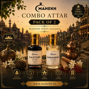 👑🦌🌿 Kasturi & Sandalwood Premium Attar Combo Set (Pack of 2) ✨