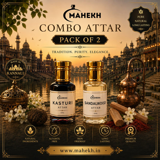 👑🦌🌿 Kasturi & Sandalwood Premium Attar Combo Set (Pack of 2) ✨