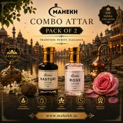 👑🌹 Kasturi & Rose Premium Attar Combo Set (Pack of 2) ✨