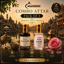 👑🌹 Kasturi & Rose Premium Attar Combo Set (Pack of 2) ✨