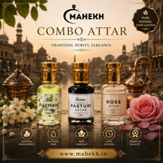 👑🌙🌹 Raatrani, Kasturi & Rose Premium Attar Combo Set (Pack of 3) ✨