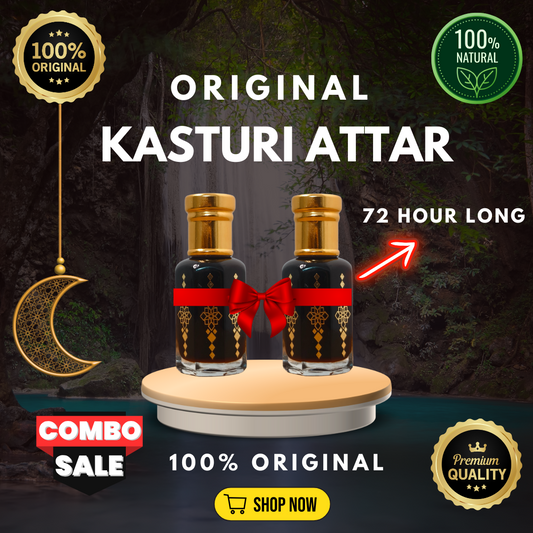 ✨ Combo Pack of 2 – Pure Kasturi Attar | 72-Hour Long Lasting | Alcohol-Free 🔥